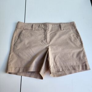 Talbots Womens  The Daily Short flat front 5" inseam chino Beige Khaki size 12